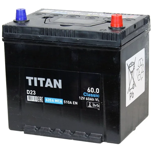 Аккумулятор TITAN ASIA Classic 60 Ач 510 А (EN), обратная полярность, D23