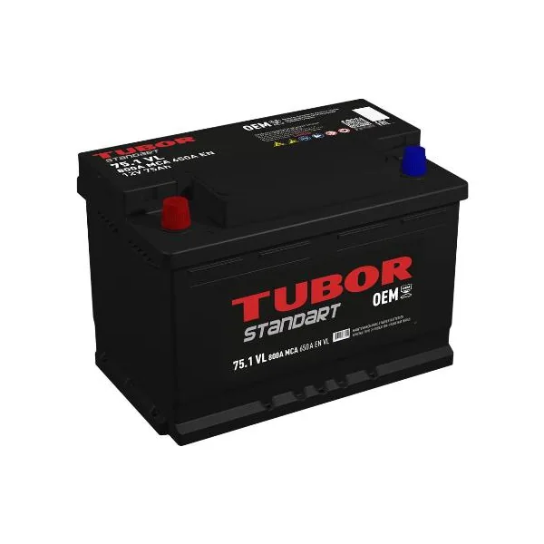Аккумулятор TUBOR Standart 75 Ач 650 А (EN), прямая полярность, LN3