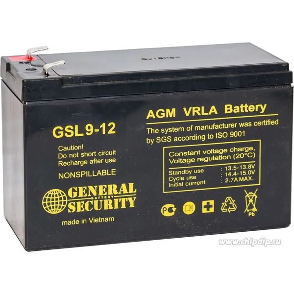 Аккумулятор GENERAL SECURITY 9 Ач, 151x65x100
