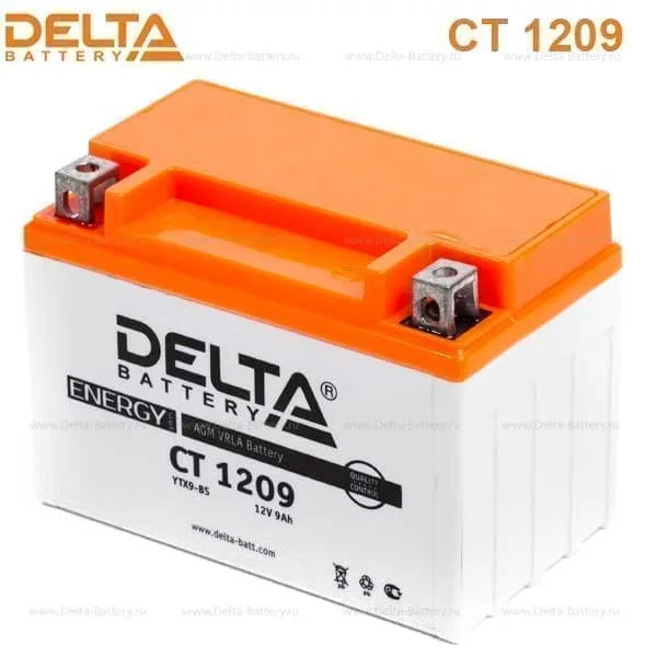Аккумулятор DELTA CT 1209 9 Ач 135 А (EN), прямая полярность, YTX9