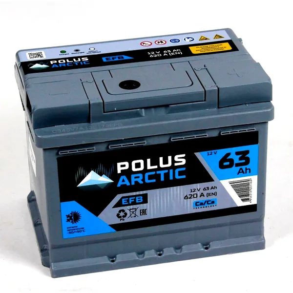 Аккумулятор POLUS Arctic EFB 63 Ач 620 А (EN), обратная полярность, LN2