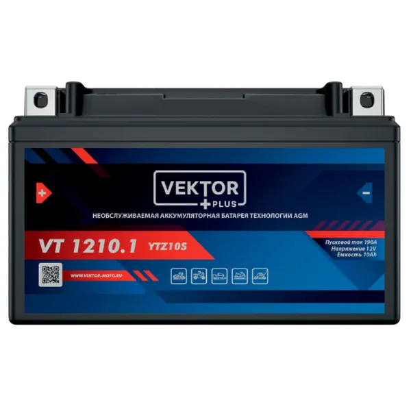 Аккумулятор VEKTOR PLUS 10 Ач 190 А, прямая полярность, YTZ10S